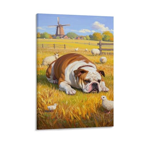 Tableau decoration salon peinture pastorale de ferme murale TJLROUVNK 30x45