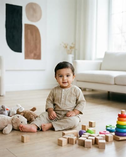 Image of Baby Boys Night Suit 3 /4 Sleeves Co-Ord Nightwear Set - Pure Cotton- Soft, Comfy & Perfect for Sleep Time
