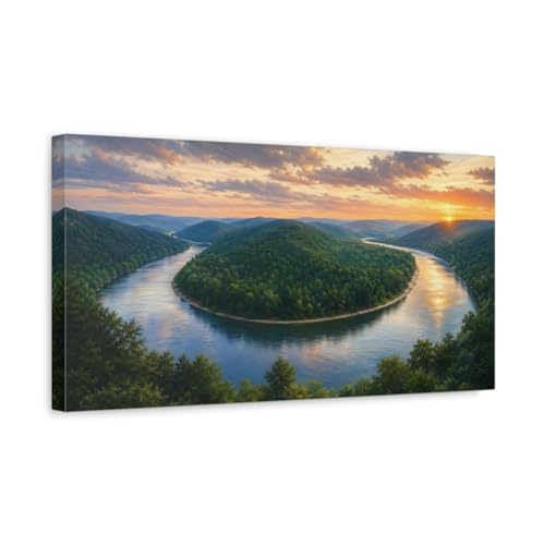 Tableau canvas nature de rivière 50x25cm pour salon rustique