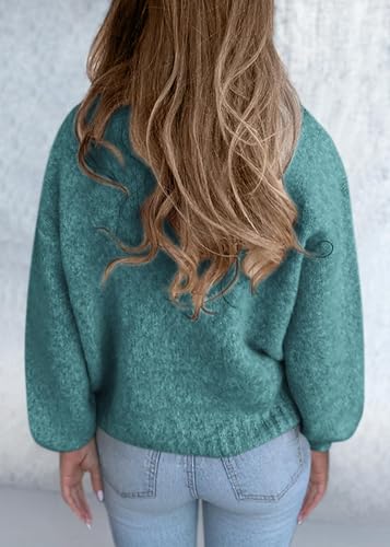 KIRUNDO Womens Oversized V Neck Cozy Fall Knit Sweater(Blue Green, XXL) - image 2