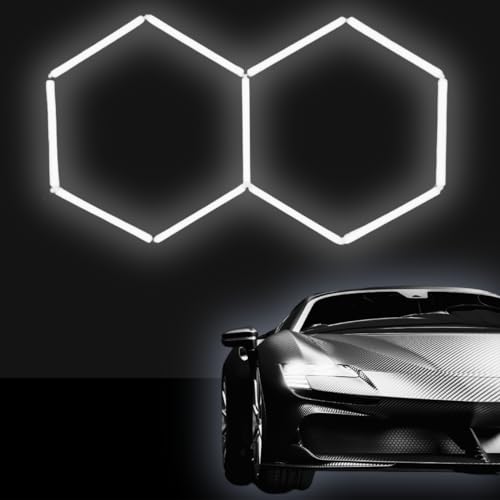 Hexagon LED Garage Light Fixture - 6000K 88W 2 Grid Hexagon Light Set for Garage, Detail Shop, Commercial Store, Office, etc. 7,920 Lumens 110V 5.35' X 3.25' FT (2 Hexagon (5.35' x 3.25'))