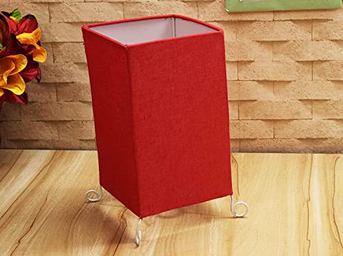 Image of Handicraft Table Lamp Shade Pendant Lighting | Fabric Shade | Sconce Lighting | Floor Lamp | Steady Lamp | On /Off Switch | Pack Of 2 | Square Red