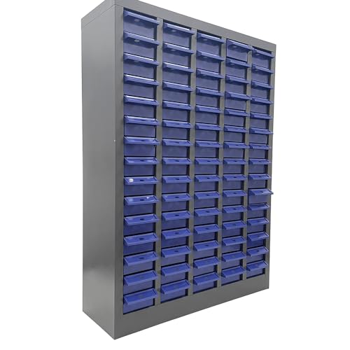 EQCOTWEA 75-Drawer Plastic Parts Storage Cabinet for Hardware, Crafts & Small Tools, Heavy-Duty Steel Frame Organizer with No-Door Design, Portable Workshop/Home Drawer Bin