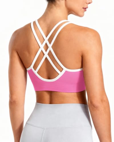 Image of WOYYHO Cross Back Sports Bra for Women Padded Medium Support Workout Bra