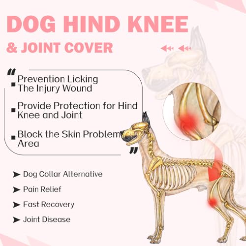 Image of ROZKITCH Dog Surgery Suit with Legs, Pet Sleeve to Prevent Licking Wound Elbow Protector, Long Sleeve Dog Surgery Recovery Suit for Sprain ACL CCL Arthritis Joint Care Pink M