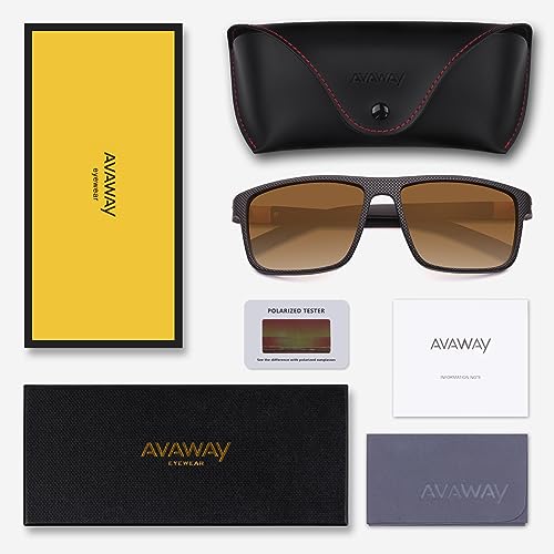 Image of AVAWAY Retro Polarized Sunglasses for Men UV Protection Acetate Fashion Cool Rectangle Frame Wide Arm Sun Glasses