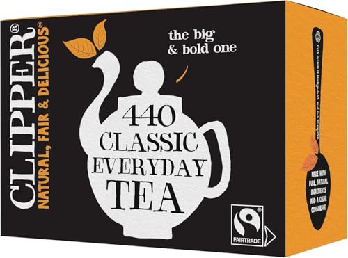 'Clipper Classic Everyday One Cup Tea | Black Tea | Natural, Unbleached, Plant-Based Biodegradable & Non GM Teabags | Eco Conscious, All Natural & Fair Trade 440 Teabags'