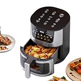ELLNS 7QT Visual Air Fryer with Touchscreen | ninja crispi|kitchen appliances|1400W Stainless Steel Multi-Cooker (Oven/Toaster/Dehydrator) | Oil-Free 360° Air Circulation+Auto Shut-Off|Nonstick Rack