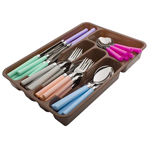 Moxinox Colorful 48 Piece Flatware Set Silverware Tableware Spoons Forks Knives Set with Tray