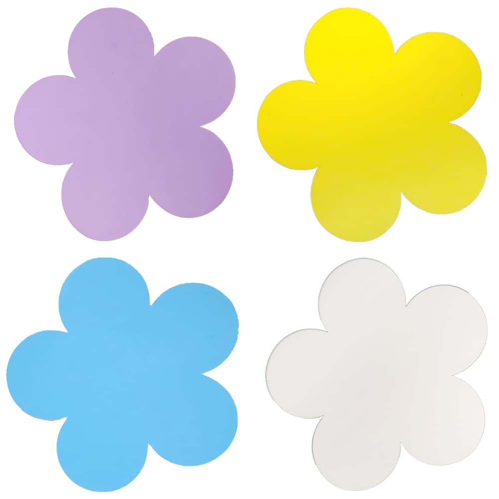 Daisy Foam Craft Shapes, 48/Pack, Includes 12 White, 12 Blue, 12 Yellow, 12 Lavender, for Craft Projects.