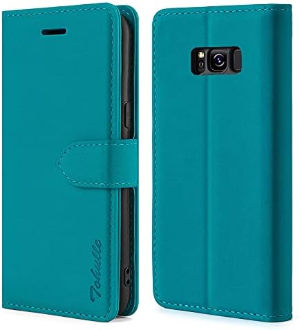 TOHULLE Case for Samsung Galaxy S8, Premium Leather Wallet Case with Card Holder Kickstand Magnetic Closure Flip Folio Case Cover Compatible with Samsung Galaxy S8 - Blue
