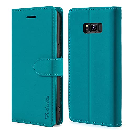 Tohulle Case For Samsung Galaxy S8, Premium Leather Wallet Case With Card Holder Kickstand Magnetic Closure Flip Folio Case Cover Compatible With Samsung Galaxy S8 - Blue #TOP3