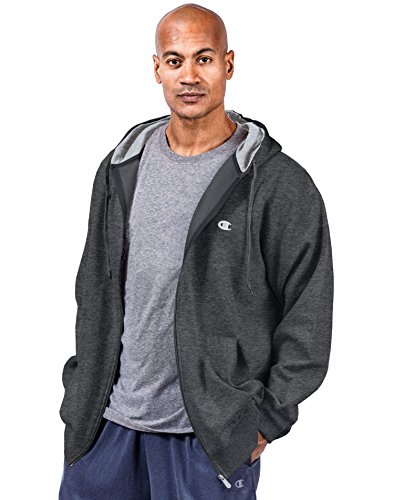 Champion Mens Big and Tall Zip Fleece Hoodie, 2XT, Granite Heather
