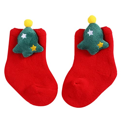 RNTOP Christmas Baby Socks Toddler Floor Socks Infant Soft Sole Ankle Socks Cozy Warm Socks Boys (Green, 0-12 Months)