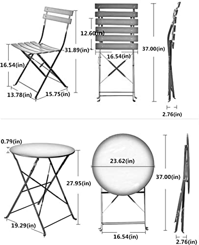 Grand Patio 3-Piece Folding Bistro Set, 2 Chairs And 1 Table, Weather-Resistant Outdoor/Indoor Conversation Set For Patio thumb #5