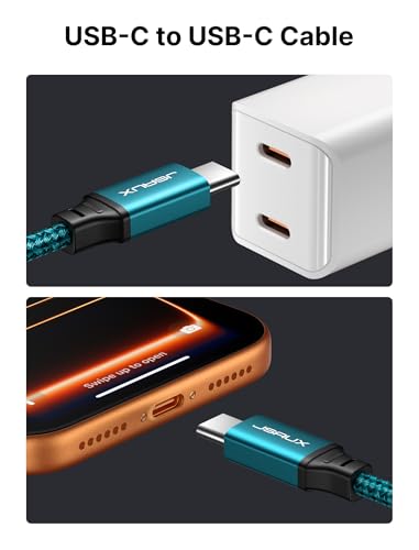 Image of JSAUX 100W USB C to USB C Cable [2-Pack 10T], PD Fast Charging, Green
