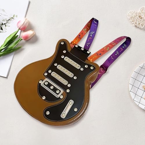 Women Guitar Shaped Backpack Adjustable Shoulder Straps for Party, Brown3