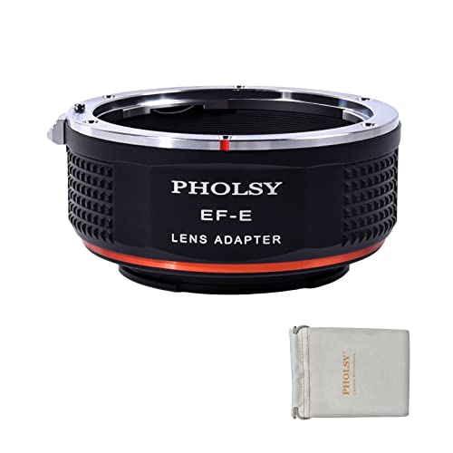 PHOLSY Objektivadapter Manueller Fokus für Canon EOS EF EF-S Objektiv auf Sony E Kameragehäuse für Alpha a7 a6000 a6300 a6500 a5000 a5100 NEX 7/6/5, NEX 5N 3N, a9 ii, a7S iii ii, a7R v iv iii ii, a7C