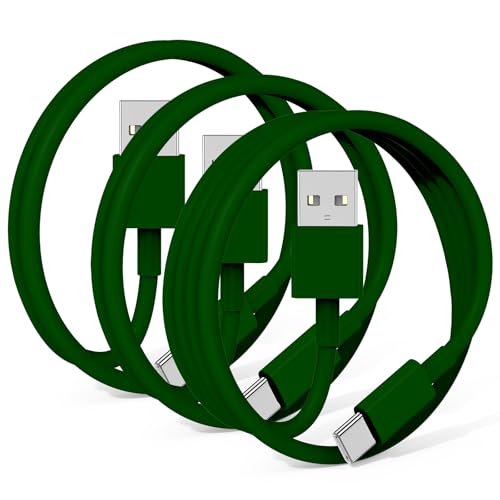 Image of 3-Pack Green [3.3FT+3.3FT+6FT] USB A to USB C Cable，USB to USB C Car Carplay Cable for iPhone 16 15 Pro Plus Pro Max，for iPad Pro /Air /Mini，for Samsung S24 /S23 /S22 /S21，for MacBook Pro /Air and More