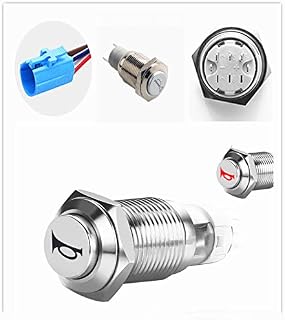 YIYDA Car Horn Button Push Button Switch Latching Push Button Switch Switch momentary 12V Speaker Button Switch 16mm Red LED On/Off Switch Reset Switch Button Metal Horn Switch Socket Plug Wire