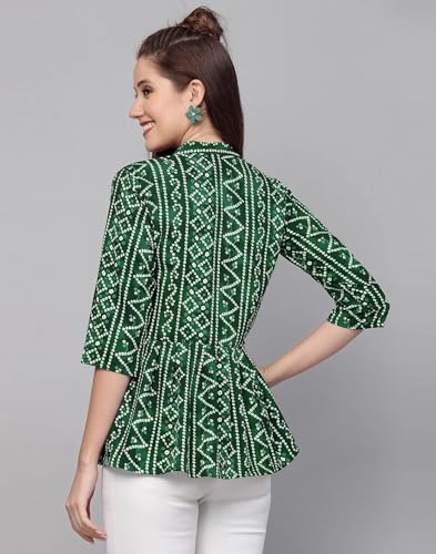 Image of Bollyclues Women's Crepe Bandhni Printed Peplum Top(BC-to)