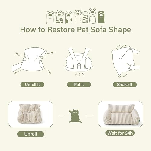 FWERDG Cute Couch Bed for Pets, Supportive Cat Sofa for Indoor Cats, Medium Dog Sofa Bed for Medium Dogs, Brown, 30 inches by FWERDG - Used condition - Image 6