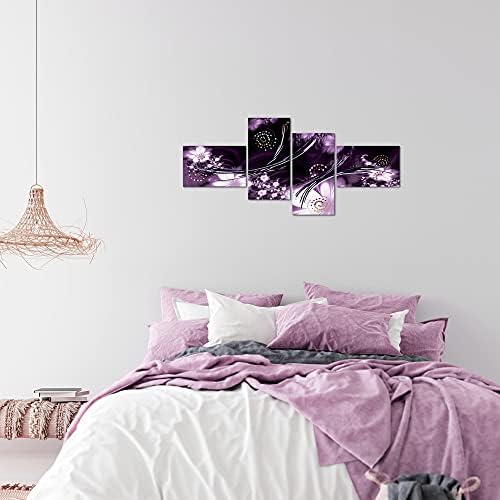 Runa Art Abstract Wall Picture Modern - 100% Made In Germany - Images Ornaments Black-and-White 4 Pieces 102442a