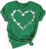 Beopjesk Womens St Patrick's Day Clover T-Shirt Blessed and Lucky Graphic Tees I'm One Lucky Mama Tops (S, 28-4)