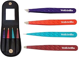 Wolf & Griffin Professional Tweezer Set Featuring Case with Mirror | Precision Stainless Steel Tweezers for Men and Women