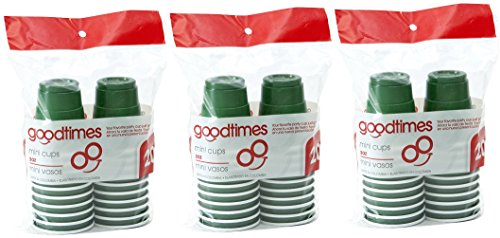 Monond Goodtimes 2oz Mini Disposable Plastic Shot Glass Cups (3 Packs of 20 Cups) Perfect Size for Liquor Shots, Jello Shots, St. Patricks Day, Serving Condiments and Kids Love Them Too! (Green)