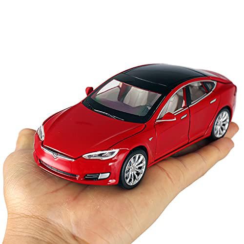 chengchuang 1/32 Scale Diecast Car Model S, Alloy Diecast Toy Cars Pull Back Toys with Sound and Light, Vehicles Toys for Kids Gift Car Lovers Collection (1/32 Model S -Red)