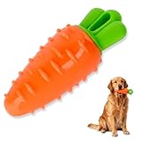 DAMAH Indestructible Carrot Dog Toy for Aggressive Chewers with Squeaky, Rubber Tough Dog Squeaky Chew Toys Teeth Cleaning Toy for Large, Medium and Small Breeds