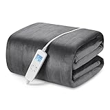 Electric Heated Blanket Throw 84" x 90" Queen Size with 6 Heating Levels & 8h Auto Off, Ultra Soft F
