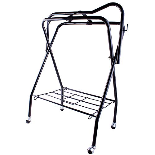 Foldable Saddle Rack Stand with wheel, Iron Pipe Vertical Barn Supplies Flooring Multi-purpose Riding Equestrian Supplies