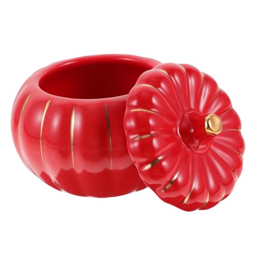 STOBAZA Tigela de cerâmica forma de abóbora com tampa de tigela para sopa e sobremesas recipiente porcelana para guisados decoração Halloween