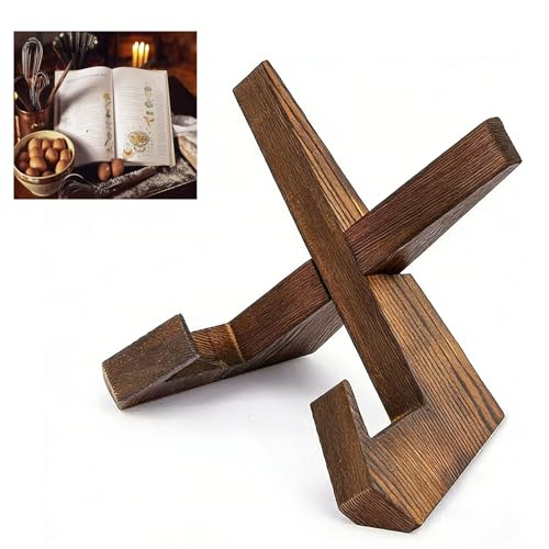 Supporto per libri di ricette per cucina, espositore in legno, supporto per libri di cucina vintage, supporto per libri di cucina, supporto per libri di ricette per lettura a mani libere