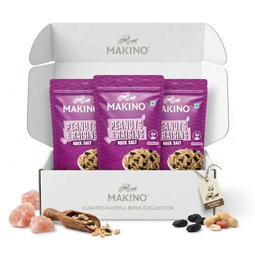 Image of Makino Peanuts & Raisins with Rock Salt, 120g (Pack of 3), High-Protein Healthy Snack | No Artificial Flavours or Colours | Fasting-Friendly (Falahari) | Perfect for Gym, School & On-the-Go | Roasted Peanuts with Black Raisins