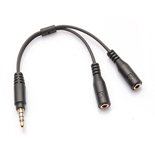 Susenstone Audio Estreo 35mm macho a 2 Mujer Headset Micrfono Y Cable adaptador divisor