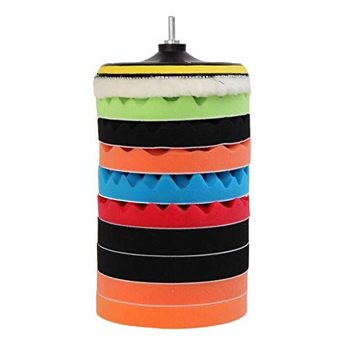 Image of DIY Crafts 12 Pcs 7 inchinch 180mm Buffing Sponge Car Polishing Pad Disc Wool Disc Polishing Wax Sanding Pad Cleaning Car Accessories Felt Pad Kits Drill Adapter (Pack 36 Pcs Kit, Multi)