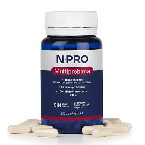 NPro Multiprobiota 30 Cápsulas - Probiótico Multicepa con 18 Cepas y 15.000 Millones de UFC - Apoya el Equilibrio Intestinal y la Función Digestiva