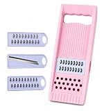 Ralador Fatiador 3 Lâminas Aço Inox para Legumes e Queijos Rosa