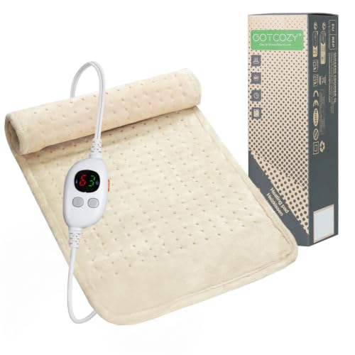 GOTCOZY Coussin Chauffant Électrique 30×60cm Avec ArrêT Automatique Beige
