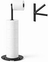 Standing Toilet Paper Holder | Matte Black Stainless Steel | Toilet Paper Holder with Suction Cups, Toilet Paper Holder, No Drill, Toilet Paper Holder Pack 1 and 2
