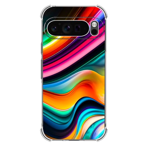 Coque Pixel 10 antichoc en marbre arc-en-ciel TPU