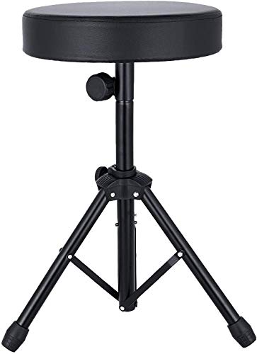 Universal Drum Throne Adjustable Padded Drum Stool with Anti-Slip Feet for Kids&Adult Black