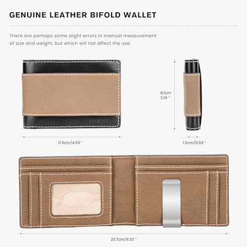 Genuine Leather RFID Money & Check Clip, Card Holder, Bifold Wallet for Women Men (Caramel Brown)2