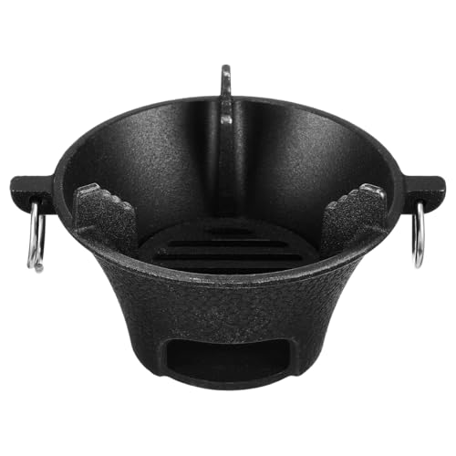 Yardwe Cast Iron Charcoal Grill Mini Tabletop Charcoal Barbecue Grill Portable Camping Grill Stove Smoker Grill for Home Picnic Balcony Barbeque, Camping, Outdoors (16CM)