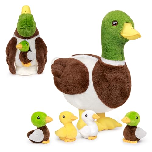lilizzhoumax Peluche de Pato Verde 31cm/12” Pato 4 pcs Lindas muñecas de Relleno de roedores Peluche de Pato Suave Relleno Juguetes De Animales Salvajes Regalo para Amigos Y Niños muñeco
