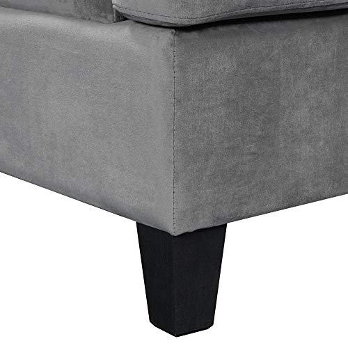 UNIROI Microfiber Living Room Furniture Sets, L-Shaped Sectional Couch Sofa with Cushion Chaise Lounge and Storage Ottoman, Modern Gray, Grey - Thumbnail 6