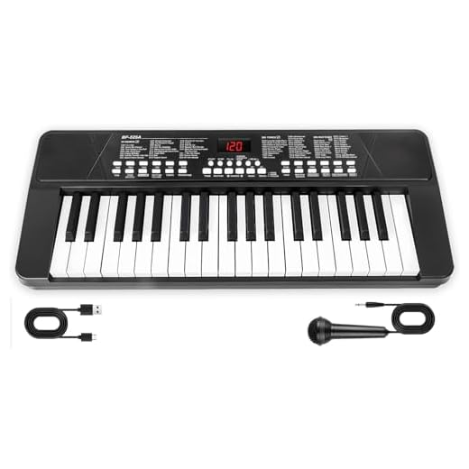 Teclado Piano 37 Teclas para Principiantes - Portátil Recargable 1200 mAh Instrumento Musical Electrónico con Micrófono, Regalo Cumpleaños y Navidad para 3 4 5 6 7 8 Nños, Negro